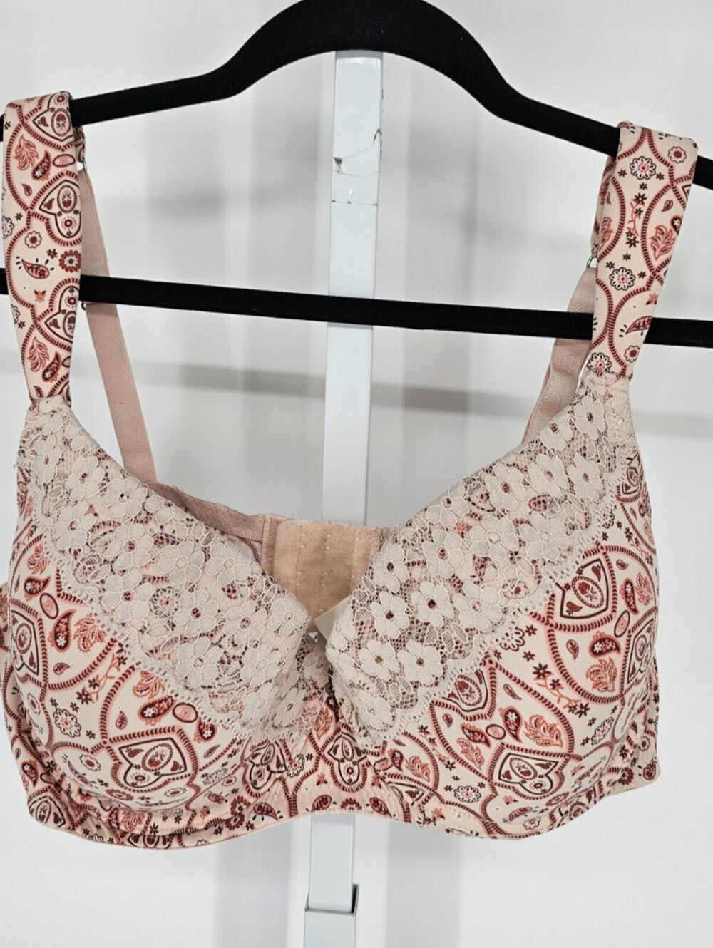 Jessica Simpson Womens Sz 40C Classic T Shirt Bra Light Pink Mandala Print